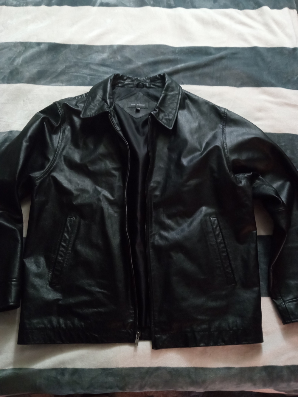 Men's Black Leather Jacket 1997-2005 - Classic Zip Front